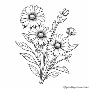 Delicate Aster Flower Autumn Coloring Pages 3