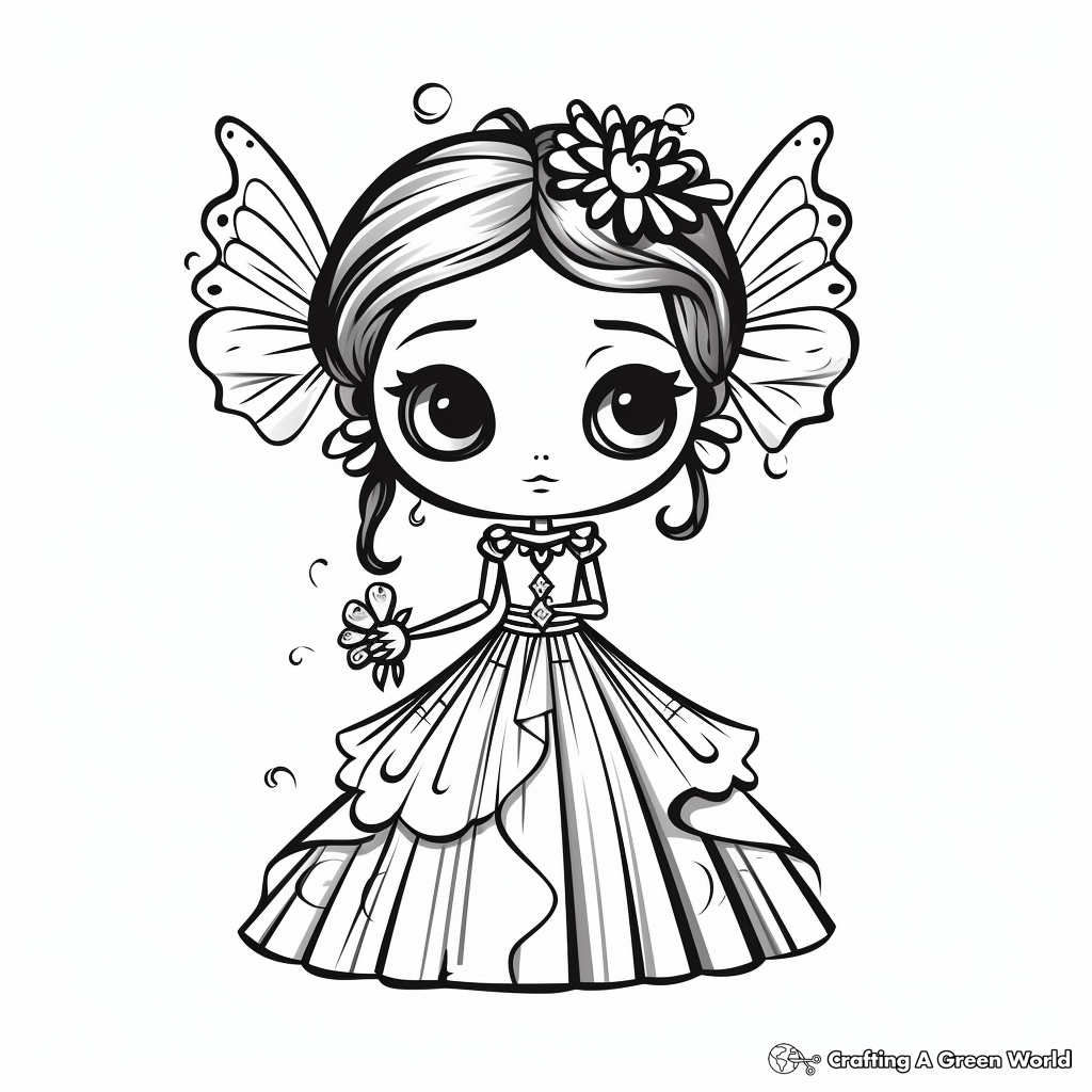 Delicate Butterfly Bride Coloring Pages 1