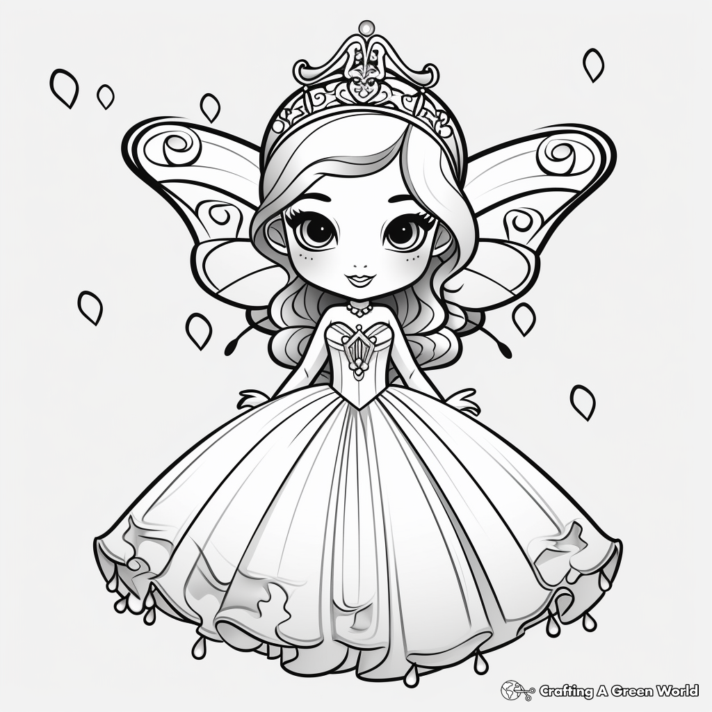 Delicate Butterfly Bride Coloring Pages 3