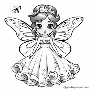 Delicate Butterfly Bride Coloring Pages 4