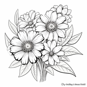 Delicate Daisies Coloring Pages for Kids 4