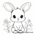 Delicate Floral Kawaii Bunny Coloring Sheets 2