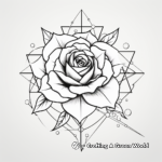 Delicate Geometric Rose Tattoo Coloring Pages 1
