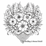 Delicate Marigold and Heart Coloring Pages 1