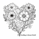 Delicate Marigold and Heart Coloring Pages 2