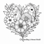 Delicate Marigold and Heart Coloring Pages 3