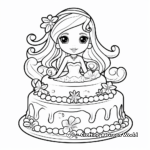 Delicate Mermaid Cake Design Coloring Pages 4