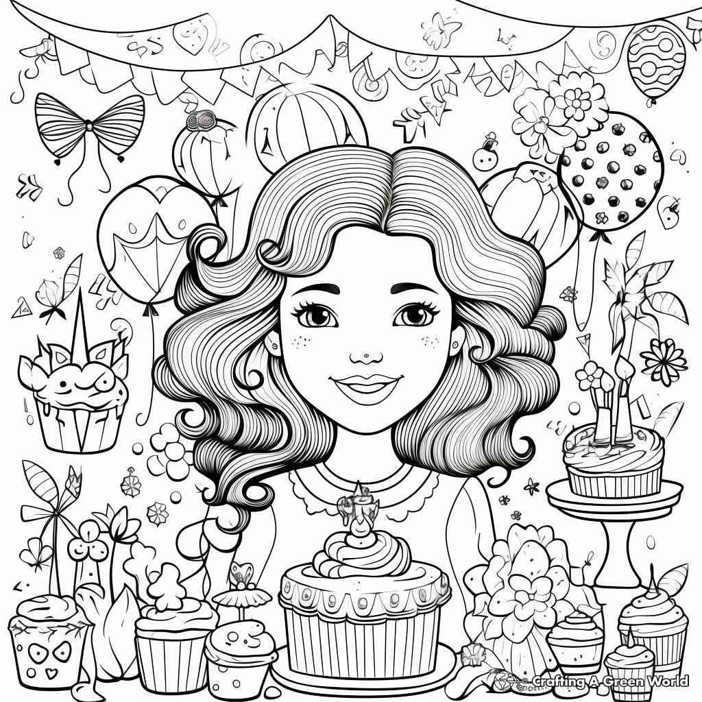 Delightful Happy Birthday Mom Coloring Pages with Pattern Elements 2