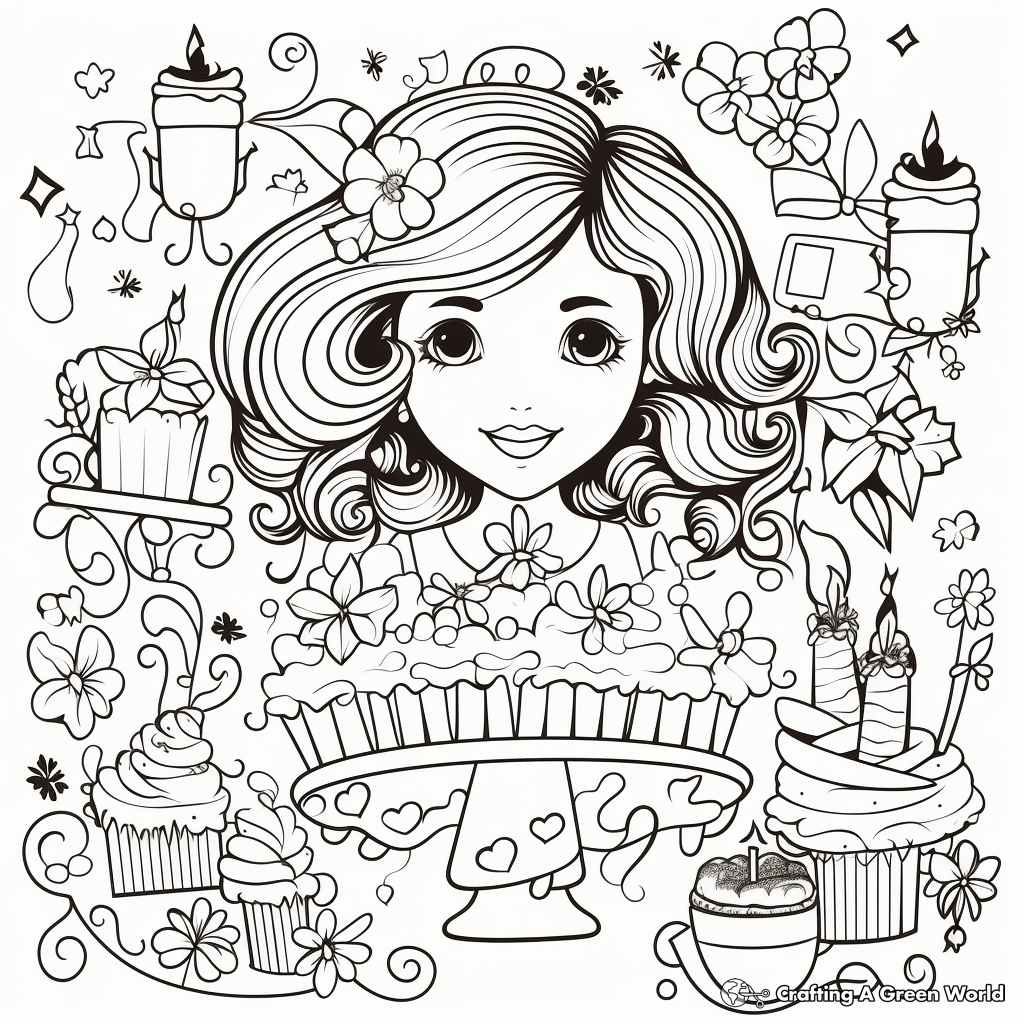 Delightful Happy Birthday Mom Coloring Pages with Pattern Elements 3