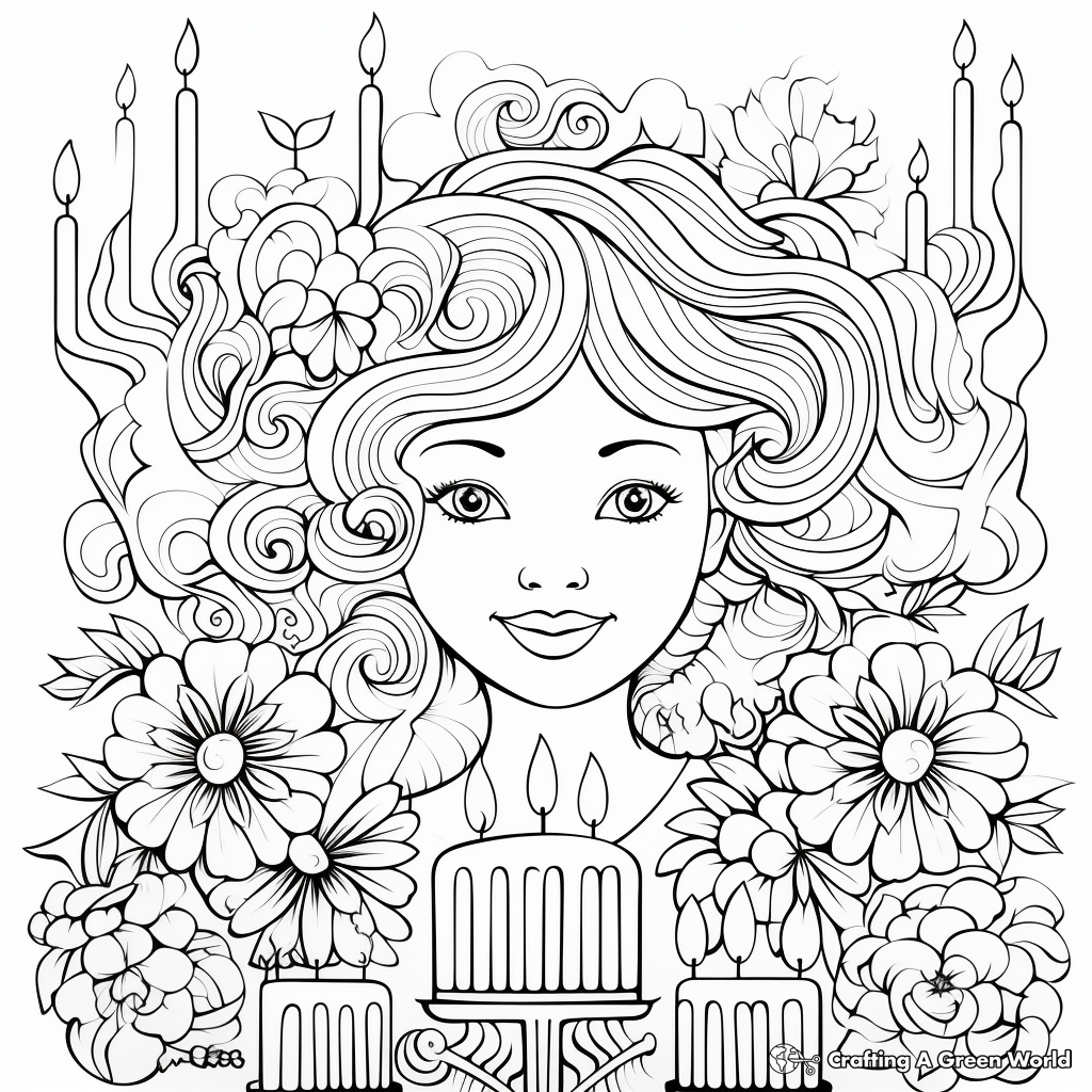 Delightful Happy Birthday Mom Coloring Pages with Pattern Elements 4