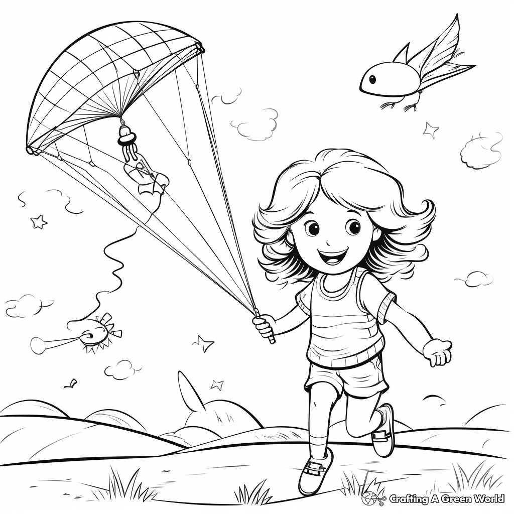 Delightful Kite Flying Summer Bucket List Coloring Pages 2