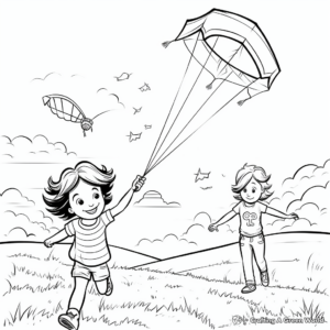 Delightful Kite Flying Summer Bucket List Coloring Pages 4