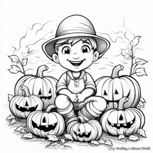 Delightful Pumpkin Patch Coloring Pages 1
