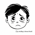 Depicting Emotions: Sad Face Line Art Coloring Pages 1