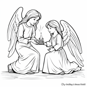 Depiction of Christmas Angel Visitation Coloring Sheets 1