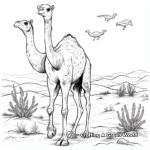 Desert Animals: Camels, Foxes, and Birds Coloring Page 1