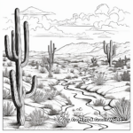 Desert Oasis Coloring Pages: Cactus and Wildlife 1