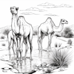 Desert Oasis with Camels Coloring Pages for Adults 2