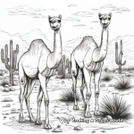Desert Oasis with Camels Coloring Pages for Adults 4