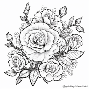 Detailed Adult Coloring Pages of Roses 4