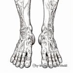 Detailed Anatomical Illustration of Toes Coloring Pages 1