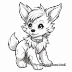 Detailed Anime Wolf Pup Coloring Pages for Adults 3