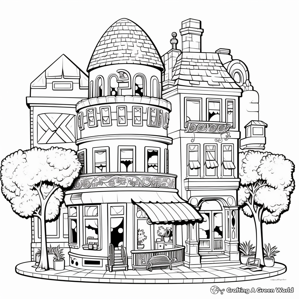Detailed Architecture Vector Coloring Pages 4