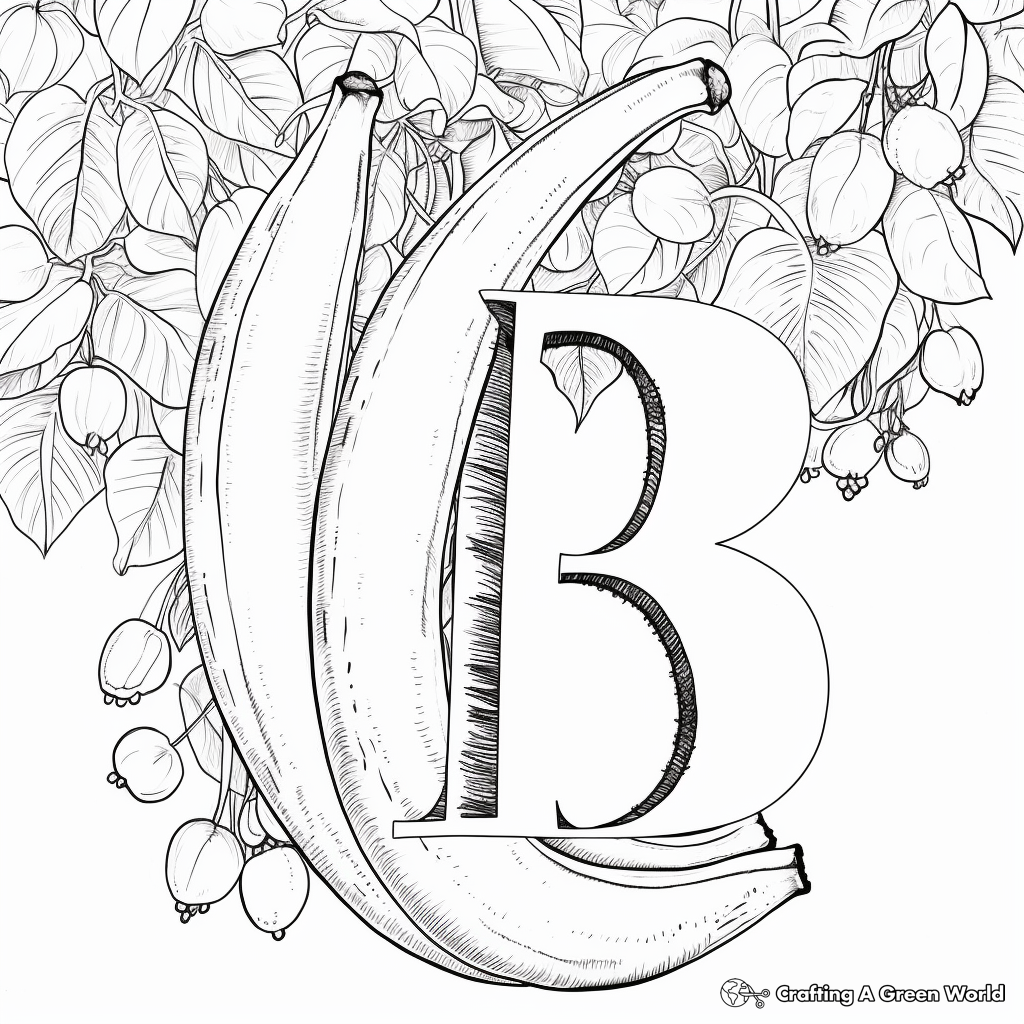 Detailed 'B is for Banana' Coloring Pages for Adults 3
