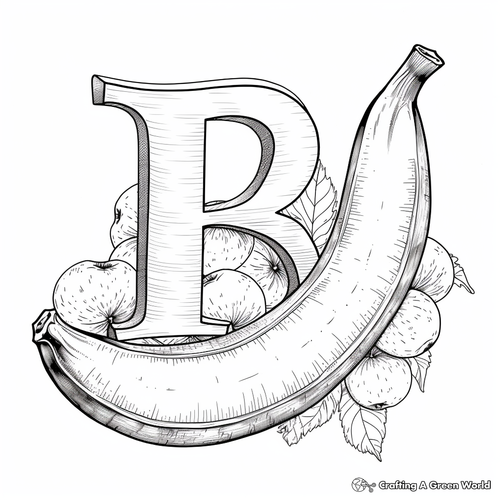 Detailed 'B is for Banana' Coloring Pages for Adults 4