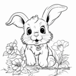 Detailed Baby Bunny with Flowers Coloring Pages 2