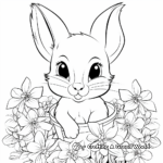 Detailed Baby Bunny with Flowers Coloring Pages 3