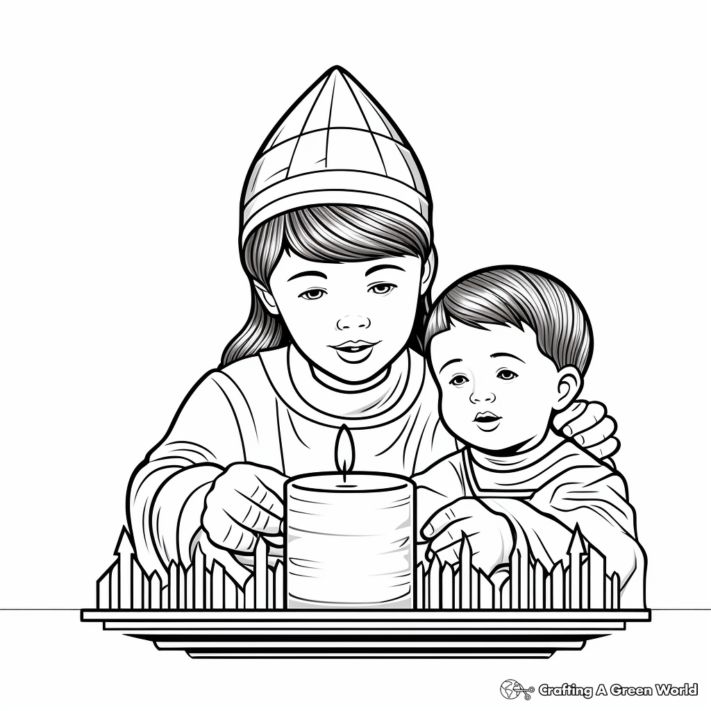 Detailed Baptism Candle Coloring Pages 1