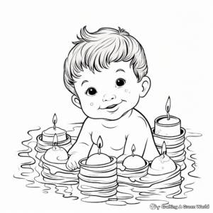Detailed Baptism Candle Coloring Pages 2