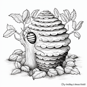 Detailed Beehive Nest Coloring Pages 3