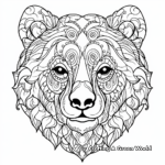 Detailed Black Bear Head Coloring Pages for Adults 3
