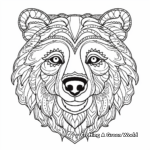 Detailed Black Bear Head Coloring Pages for Adults 4