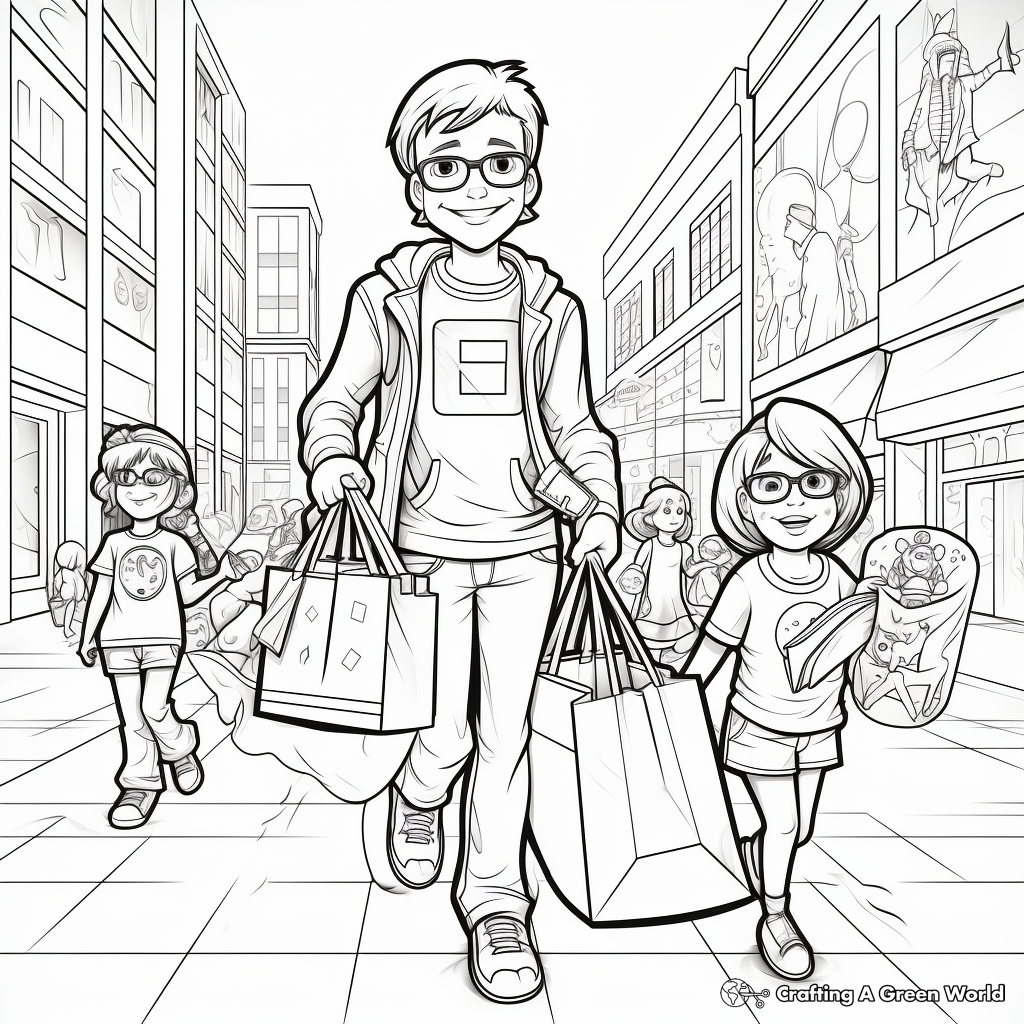 Detailed Black Friday Shopping Coloring Pages for Adults 2