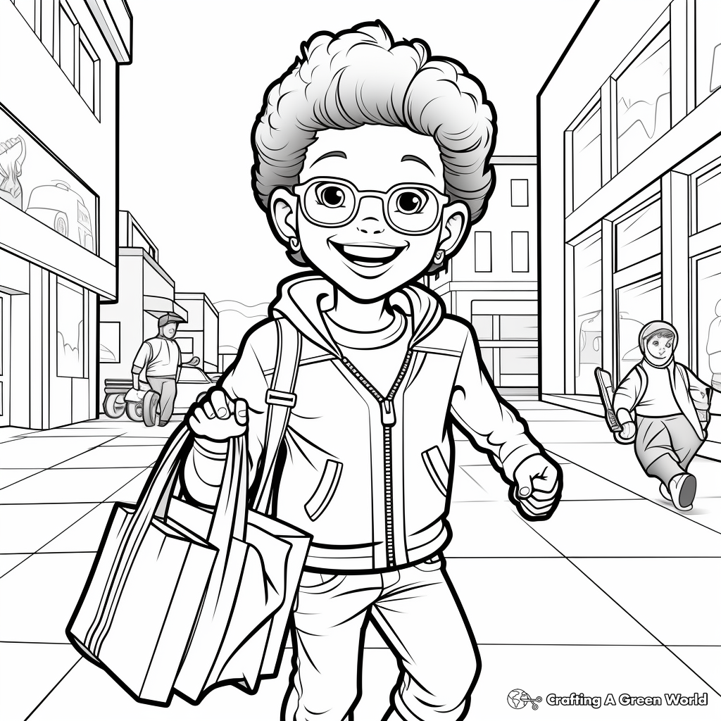 Detailed Black Friday Shopping Coloring Pages for Adults 3