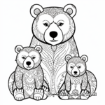 Detailed Brown Bear Family Coloring Pages for Adults 1