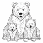 Detailed Brown Bear Family Coloring Pages for Adults 3