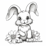 Detailed Bunny and Daisy Coloring Pages for Adults 3