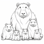 Detailed Capybara Family Coloring Pages 1