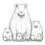 Detailed Capybara Family Coloring Pages 4