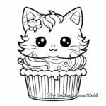 Detailed Cat Cupcake Coloring Pages for Adults 1
