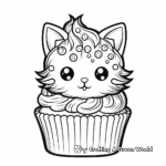 Detailed Cat Cupcake Coloring Pages for Adults 3
