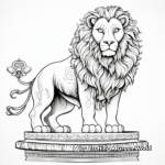 Detailed Circus Lion on Pedestal Coloring Pages 2