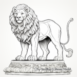 Detailed Circus Lion on Pedestal Coloring Pages 3