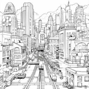 Detailed Cityscape Coloring Pages 2