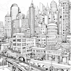 Detailed Cityscape Coloring Pages 3