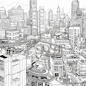 Detailed Cityscape Coloring Pages 4